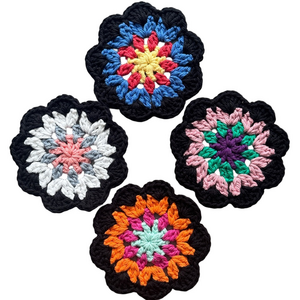 Crochet Coaster Set of 4 Hand Crafted Crochet Granny 100% Cotton Made By Seller
